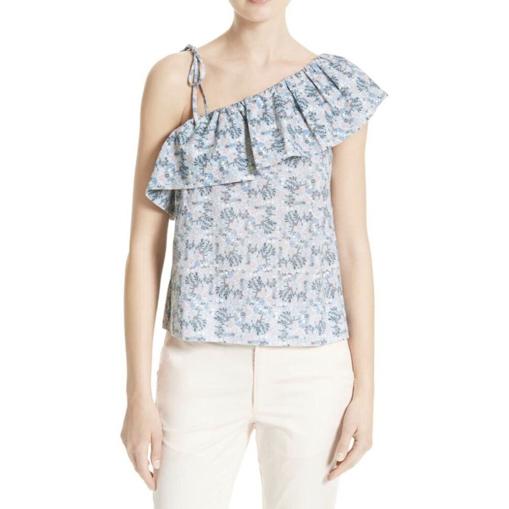 NWT Women's La Vie Rebecca Taylor Floral Ruffle One Shoulder Top Sz Large